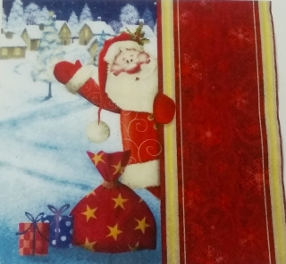 Servítka na Decoupage  - Santa za rohom.