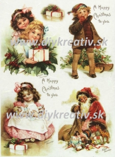 Papier na decoupage A4 - A happy christmas to you.