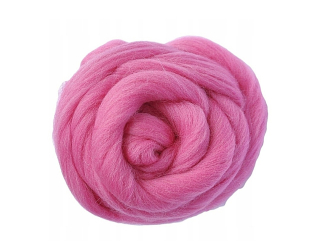 Farebná česaná plsť, Merino vlna 50g - Magenta